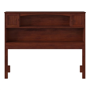 Pemberly Row Full Wood Bookcase Headboard with Device Charger in Walnut