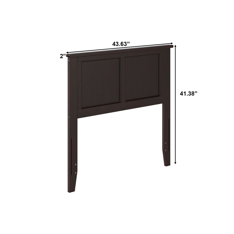 Pemberly Row Madison Twin Solid Wood Panel Headboard in Espresso