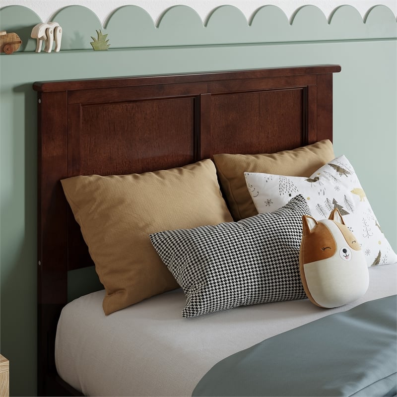 Pemberly Row Madison Twin Solid Wood Panel Headboard in Walnut
