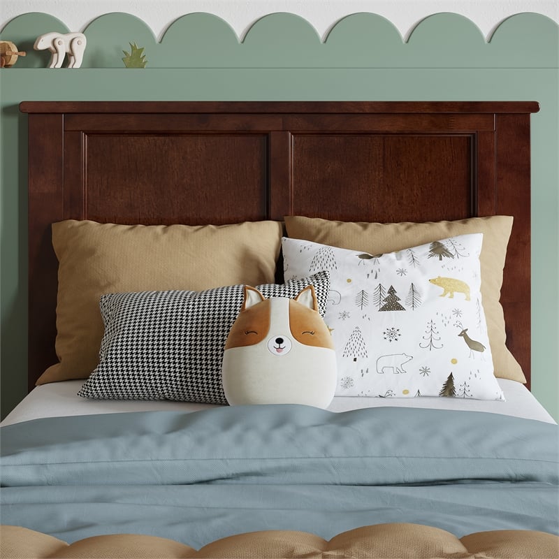 Pemberly Row Madison Twin Solid Wood Panel Headboard in Walnut