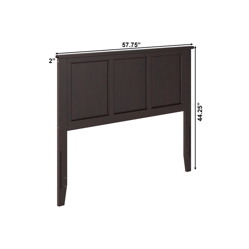 Pemberly Row Madison Full Solid Wood Panel Headboard in Espresso