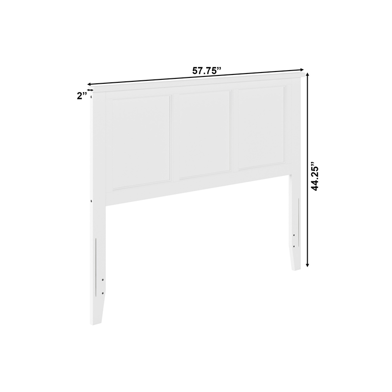 Pemberly Row Madison Full Solid Wood Panel Headboard in White