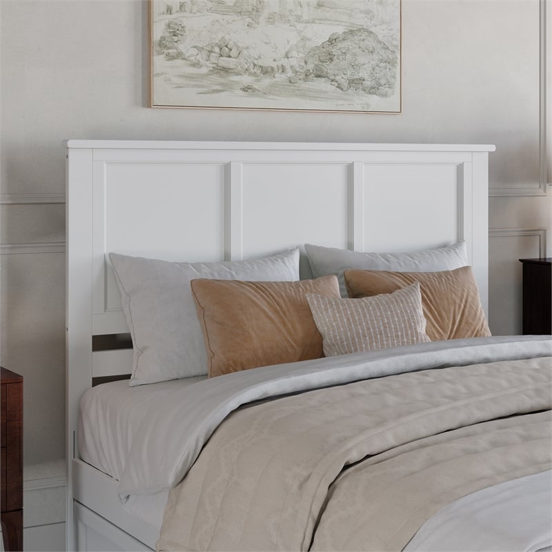 Pemberly Row Madison Queen Solid Wood Panel Headboard in White