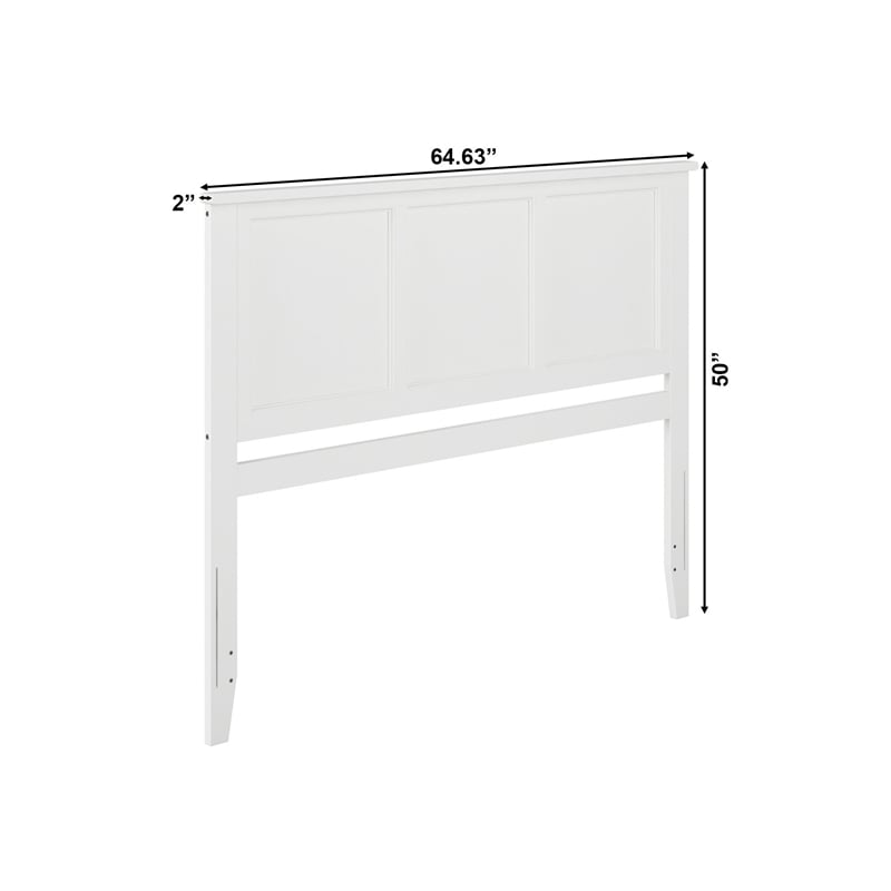 Pemberly Row Madison Queen Solid Wood Panel Headboard in White