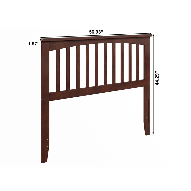 Pemberly Row Mission Full Wood Headboard in Walnut