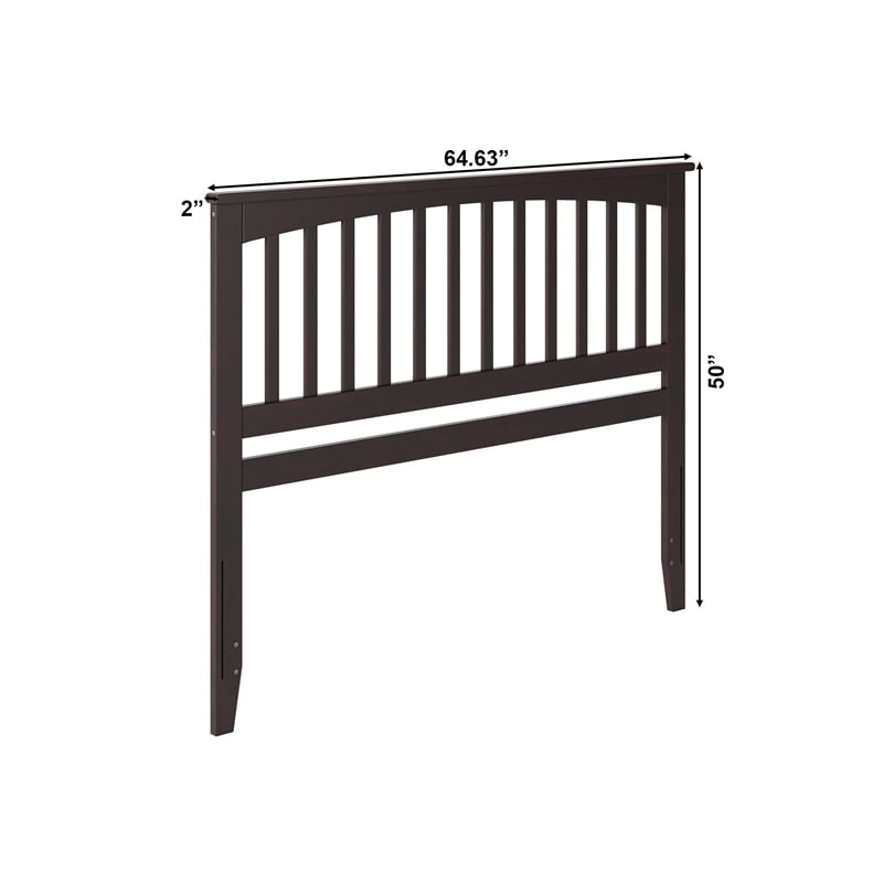 Pemberly Row Mission Queen Wood Headboard in Espresso