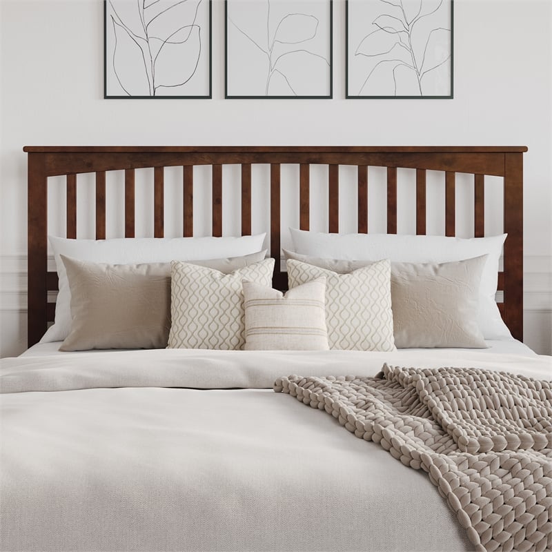Pemberly Row Mission King Wood Headboard in Walnut