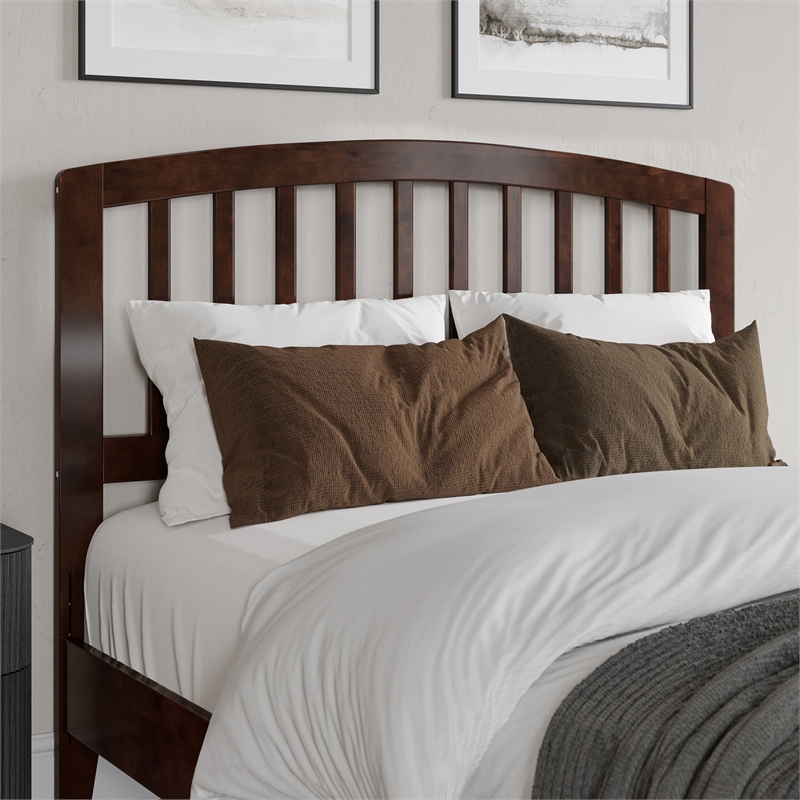 Pemberly Row Richmond Full Wood Headboard in Walnut