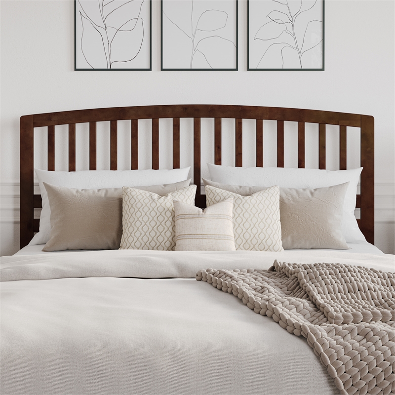 Pemberly Row Richmond King Wood Headboard in Walnut