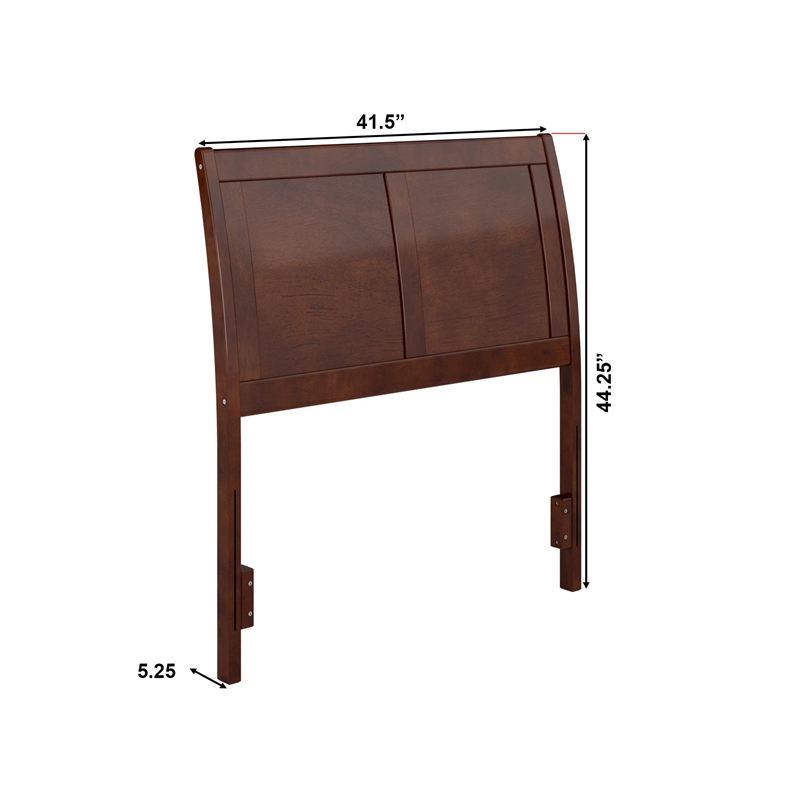 Pemberly Row Portland Twin Sleigh Wood Headboard in Walnut