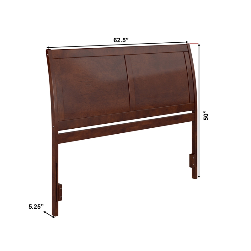 Pemberly Row Portland Queen Sleigh Wood Headboard in Walnut