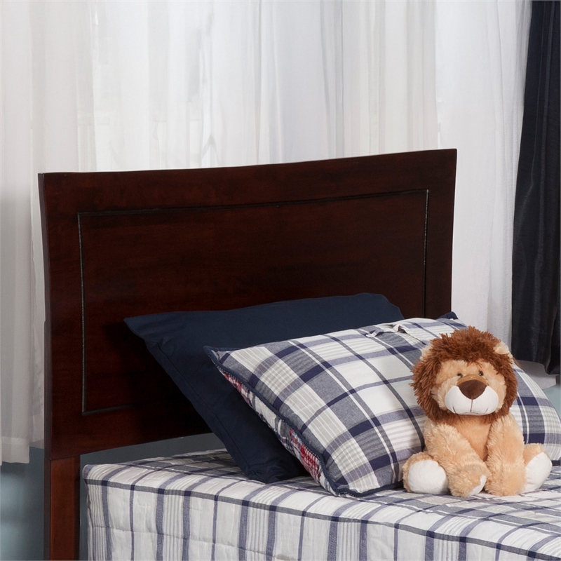 Pemberly Row Twin Wood Headboard with USB Charging Station in Walnut