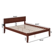 Pemberly Row Queen Solid Wood Platform Bed with USB Charger in Walnut