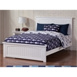 Pemberly Row Full Solid Wood Foundation Bed with USB Charging Station in White