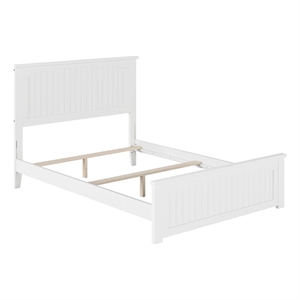 Pemberly Row Full Solid Wood Foundation Bed with USB Charging Station in White