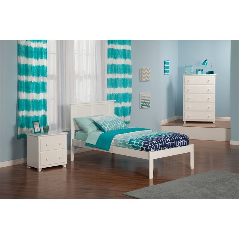 Pemberly Row Madison Twin XL Solid Wood Platform Bed in White