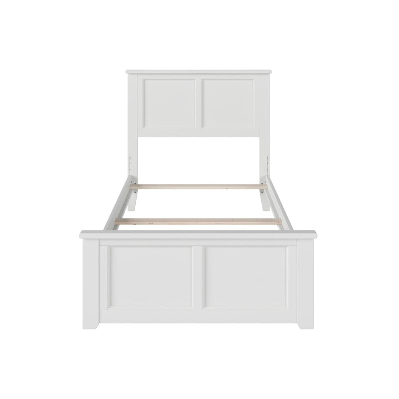 Pemberly Row Madison Twin XL Wood Foundation Bed w/ Matching Footboard in White