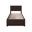 Pemberly Row Madison Twin Wood Platform Bed & Storage Drawers in Espresso