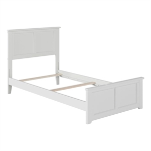 Pemberly Row Madison Twin Wood Foundation Bed with Matching Footboard in White