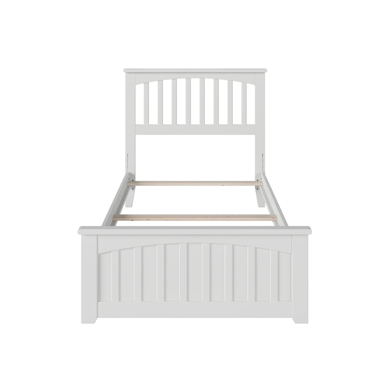 Pemberly Row Twin XL Solid Wood Bed with Footboard and USB Charger in White