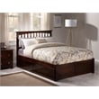 Pemberly Row Mission Full Wood Platform Bed and Storage Drawers in Walnut