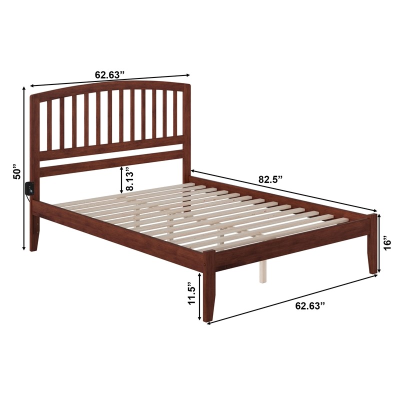 Pemberly Row Richmond Queen Solid Wood Platform Bed in Walnut