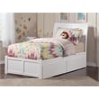 Pemberly Row Twin XL Solid Wood Bed with Storage Drawers in White