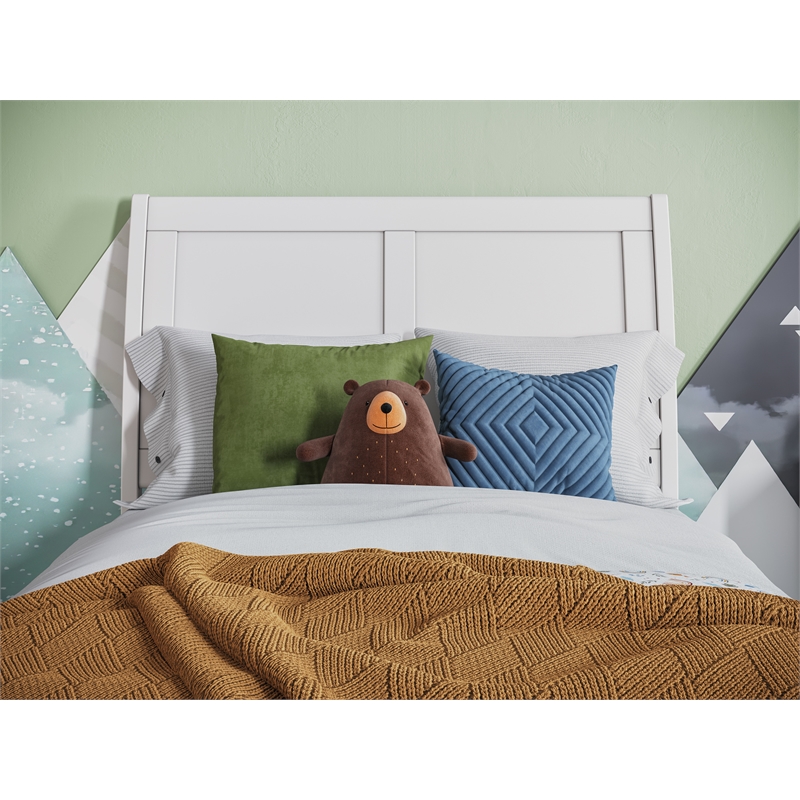 Pemberly Row Portland Twin Wood Platform Bed  & Twin Trundle in White