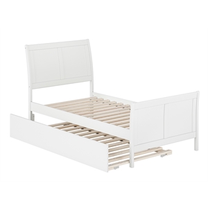 Pemberly Row Portland Twin Wood Platform Bed  & Twin Trundle in White