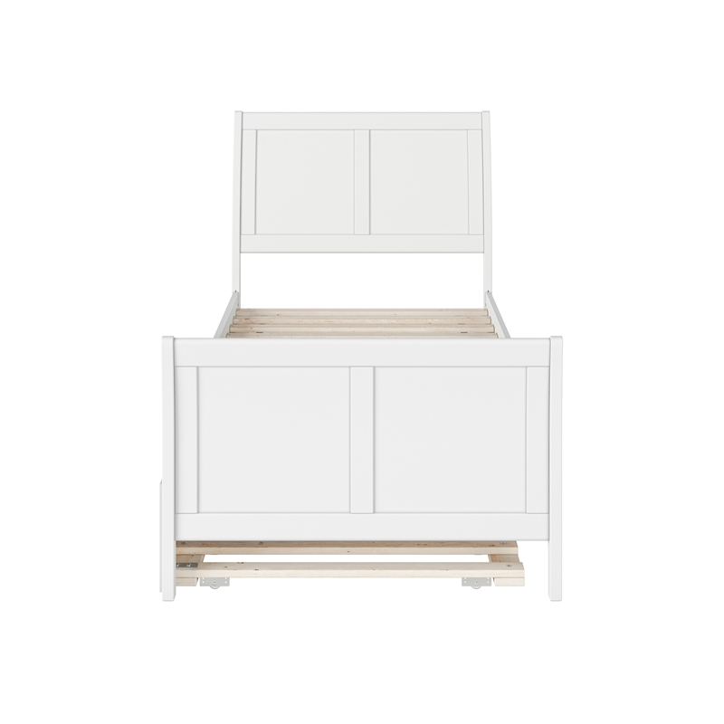 Pemberly Row Portland Twin Wood Platform Bed  & Twin Trundle in White