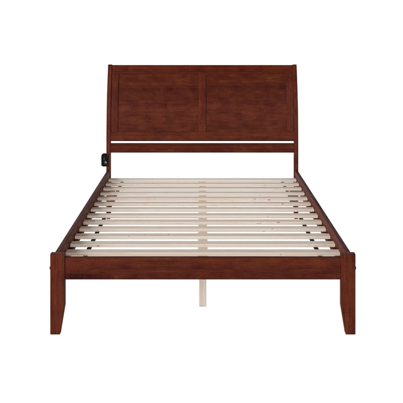 Pemberly Row Contemporary Queen Solid Wood Platform Bed in Walnut