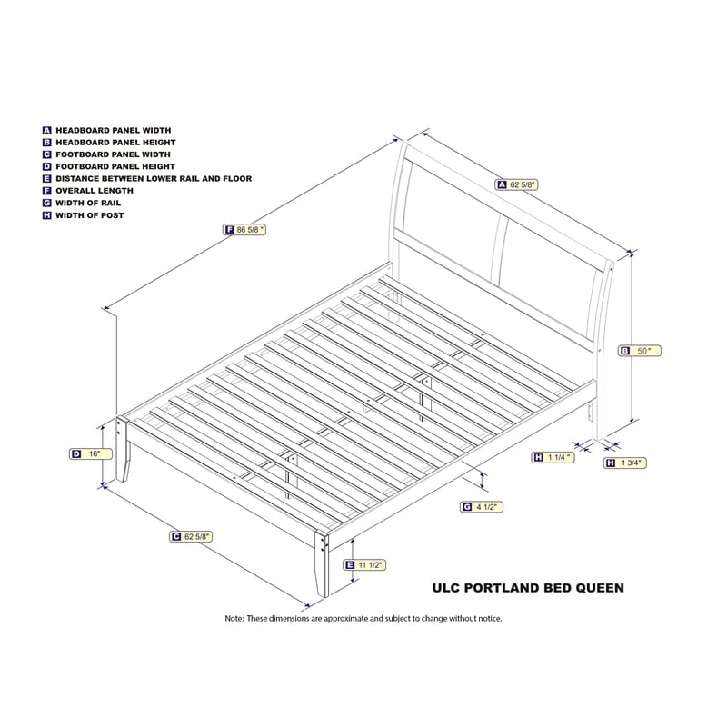 Pemberly Row Contemporary Queen Solid Wood Platform Bed in Walnut