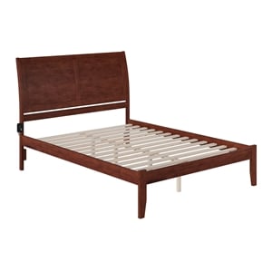 Pemberly Row Contemporary Queen Solid Wood Platform Bed in Walnut