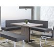 Pemberly Row Modern Faux Leather Corner Dining Bench in Chrome/Gray