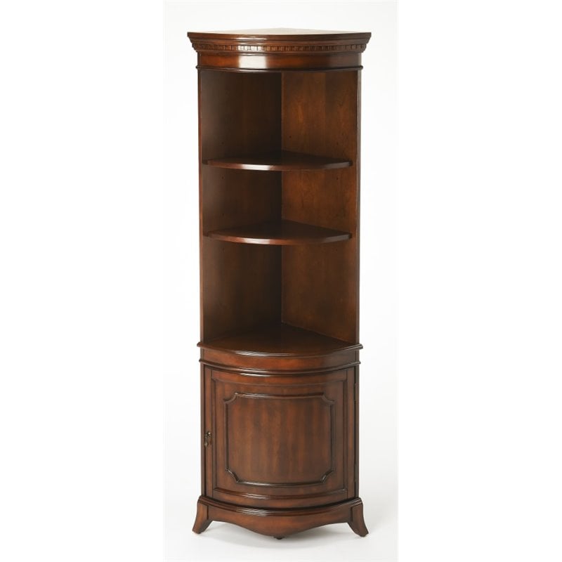 Pemberly Row Modern Dowling Plantation Cherry Wood Corner Cabinet