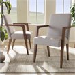 Pemberly Row Modern Upholstered Arm Chair in Gray Beige (Set of 2)