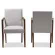Pemberly Row Modern Upholstered Arm Chair in Gray Beige (Set of 2)