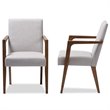 Pemberly Row Modern Upholstered Arm Chair in Gray Beige (Set of 2)