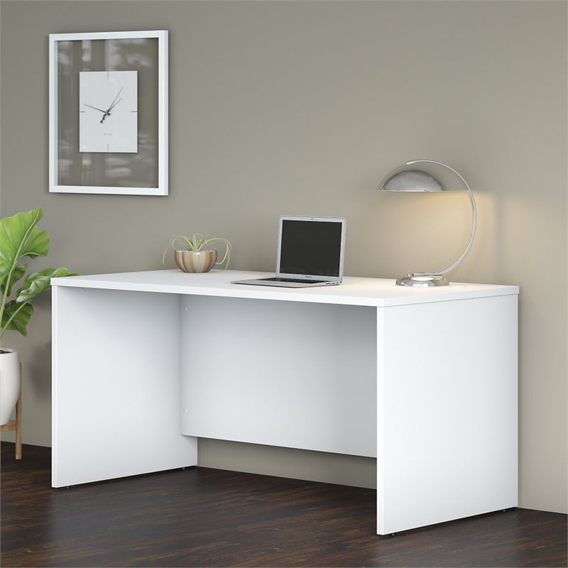 Pemberly Row 60W x 30D Office Desk in White - Engineered Wood