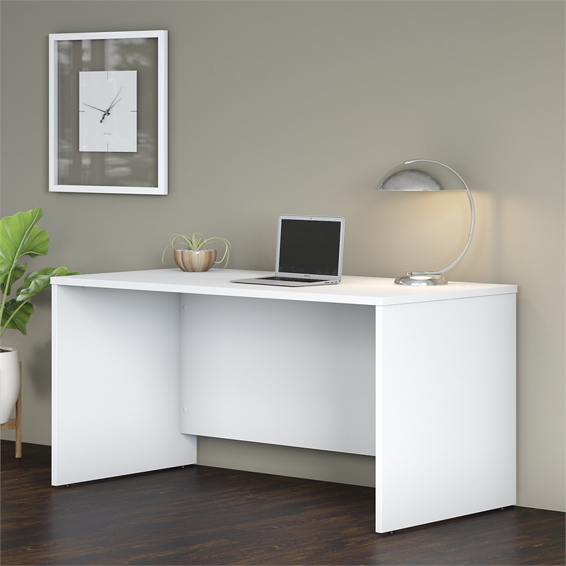 Pemberly Row 60W x 30D Office Desk in White - Engineered Wood