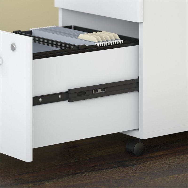 Pemberly Row 3-Drawer Mobile File Cabinet in White - Engineered Wood