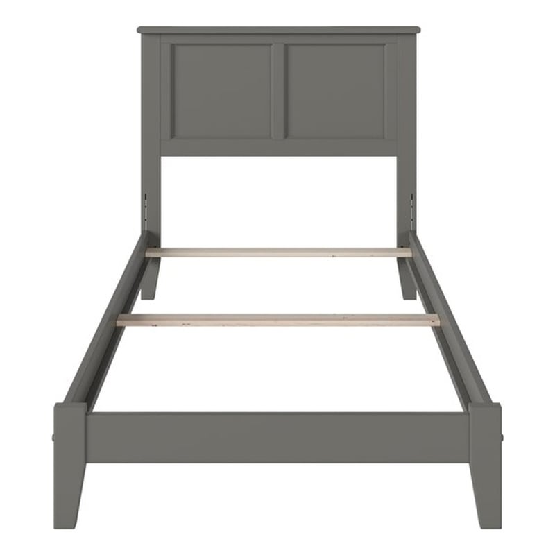 Pemberly Row Madison Twin Solid Wood Foundation Bed in Grey