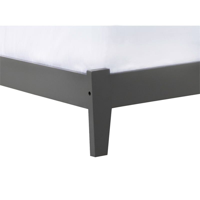 Pemberly Row Madison Twin Solid Wood Foundation Bed in Grey