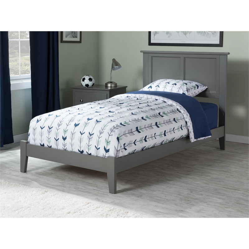 Pemberly Row Madison Twin Solid Wood Foundation Bed in Grey