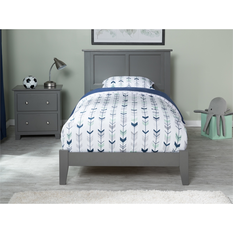 Pemberly Row Madison Twin Solid Wood Foundation Bed in Grey