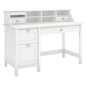 Pemberly Row Contemporary Computer Desk with 2 Drawer in White