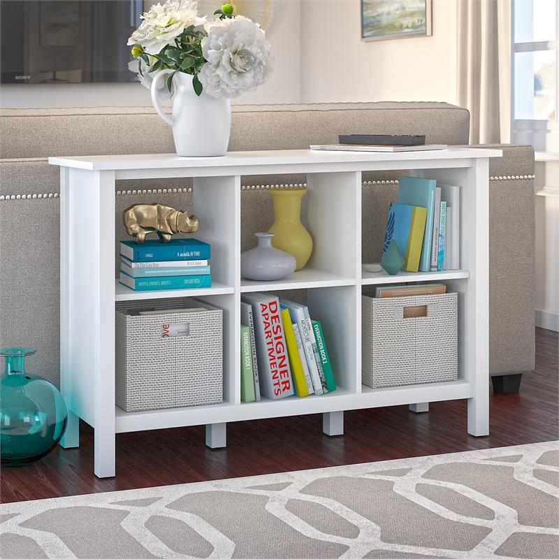 Pemberly Row Modern 6 Cube Storage Wood Bookcase in Pure White
