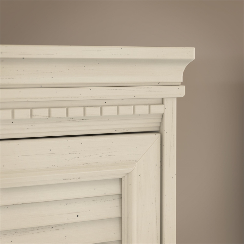 Pemberly Row L-Shaped Desk with Hutch in Antique White - Engineered Wood