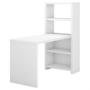 Pemberly Row 56&quotW Bookcase Desk in Pure White - Engineered Wood