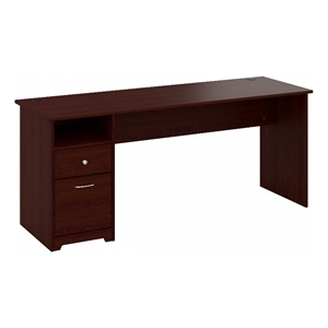 Pemberly Row 72&quotW Computer Desk with Drawers in Harvest Cherry